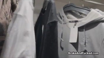 Hot Shop Assistant Seduces for Quick Cash